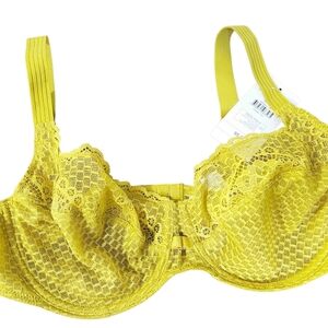 NWT Darjeeling Paris Vibrant Lime yellow green Lace Bra, Size FR 95D (US 36D) –